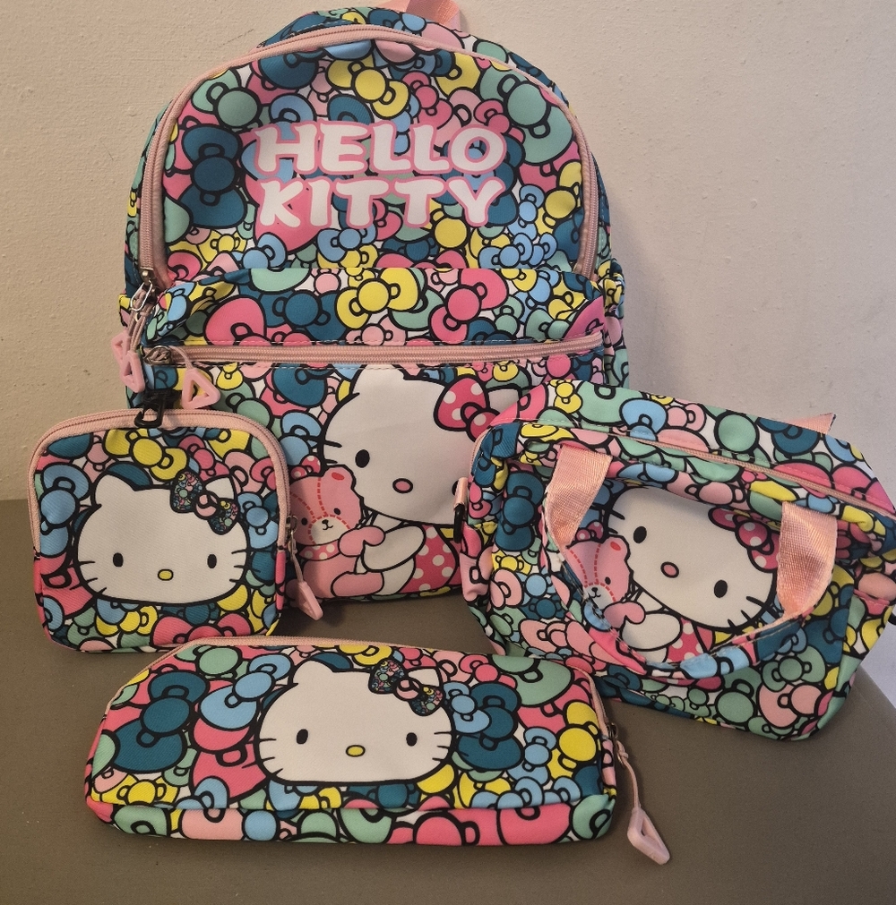 NIP Hello Kitty Backpack 4 Piece Set